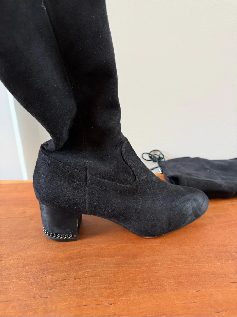 Michael Kors Jamie Over-the-Knee Boots Black 8.5 Chain Heel